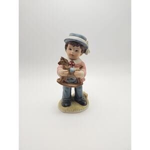 Vintage Homco Little Boy with Toy Rocking Horse 6" Porcelain Figure #1419 Statue